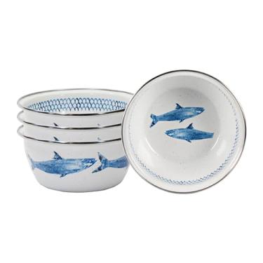 Imagem de Golden Rabbit Enamelware - Conjunto de 4-3 tigelas de salada (acampamento de peixes)