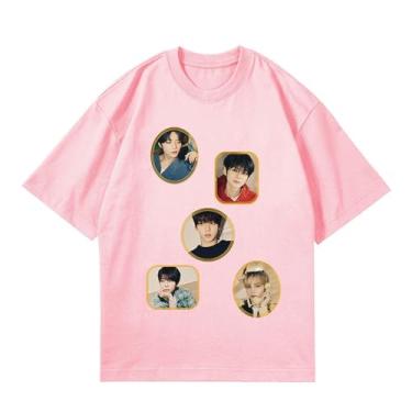 Imagem de Camiseta Txt Dream Week-5th 2024, camisetas soltas K-pop unissex com suporte superior, camisetas estampadas de algodão Merch, B Rosa, GG