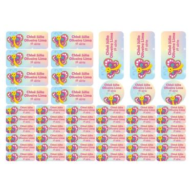 Imagem de Adesivo Etiqueta Escolar Personalizado Vinil Borboleta 50 UN