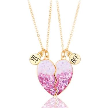 Imagem de Lezmoii Colar de amizade para melhor amigo combinando unicórnio magnético sereia BFF colar para 2 meninas presentes de amizade, Metal, Sem Pedra Preciosa