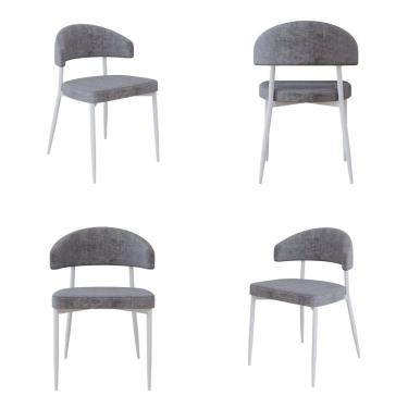 Imagem de Cadeira Bless Fixa com 4 Pés 55 X 52,5 X 77,5 Cm com 4 Unidades Cinza/Branco