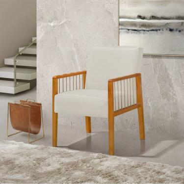 Imagem de Poltrona Decorativa Base em Madeira Maciça e Corda Náutica Copacabana Linho Crú