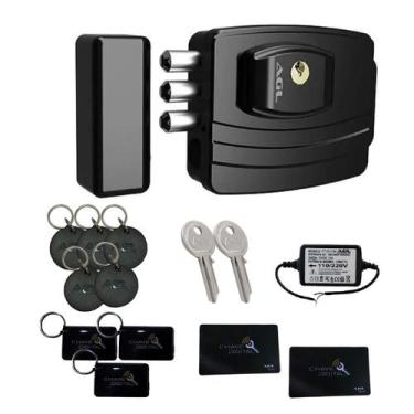 Imagem de Kit fechadura eletronica agl ultra card preta - 10 tags total