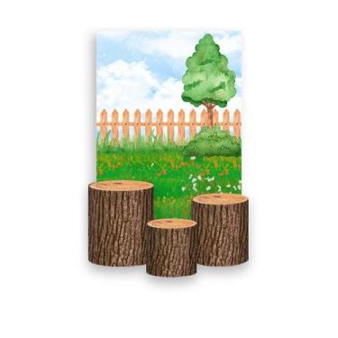 Imagem de Painel De Festa Vertical 1,50 x 2,20 + Trio De Capas Cilindro - Fazend
