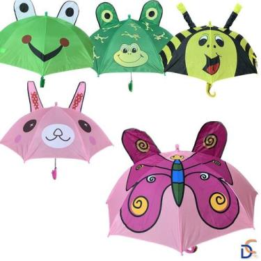 Imagem de Kit Com 6 Guarda Chuva Infantil De Orelhinha Bichinhos atacado p/ Pres
