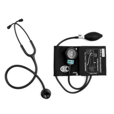 Imagem de Conjunto Esfigmomanômetro + Estetoscópio Com Bic Cor Preto