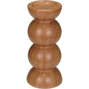 Imagem de CASTIÇAL PORTA VELA SUPORTE HOME&CO CERÂMICA 20x8x8cm ESTILO MADEIRA