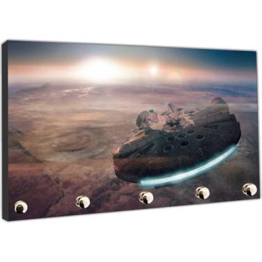 Imagem de Porta Chaves Star Wars Nave Millennium Falcon Geek Organizador Chaveir