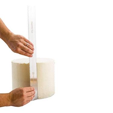 Imagem de Pente de bolo de 49,8 cm x 5 cm, 1 pente de decoração quadrado – Bordas duplas, sortidas e suavizador de cobertura de aço inoxidável, para decorar ou esculpir sobremesas – Restaurantware