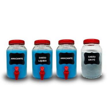 Imagem de 4 Recipientes Para Sabão em pó, Amaciante, Alvejante e sabão liquido -