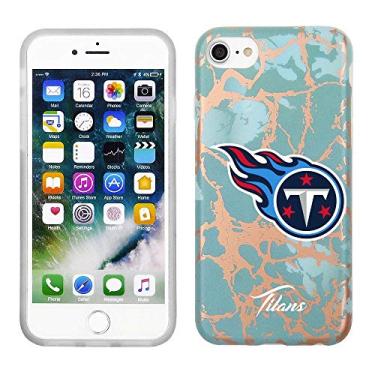Imagem de Prime Brands Group Capa de celular para Apple iPhone 8/7/6S licenciado pela NFL Tennessee Titans, azul-petróleo e mármore ouro rosa