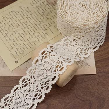 Imagem de SEWDIYTR Fita de renda vintage de algodão com acabamento em crochê para artesanato, suprimentos para scrapbooking, 5 cm, 5 jardas