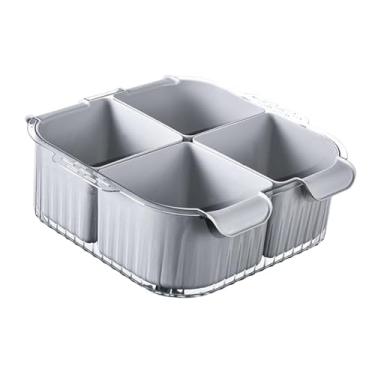 Imagem de Ioensy Cesta de drenagem dividida, bandeja de drenagem para panela quente, armazenamento multiuso, prato de frutas, vegetais, cesta de drenagem para, Cinza