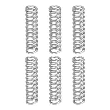 Imagem de uxcell 6 molas de compressão, 1 mm de diâmetro do fio x 6 mm OD x 25 mm de comprimento 304 de aço inoxidável 304 molas de pressão para reparos domésticos em lojas, prata