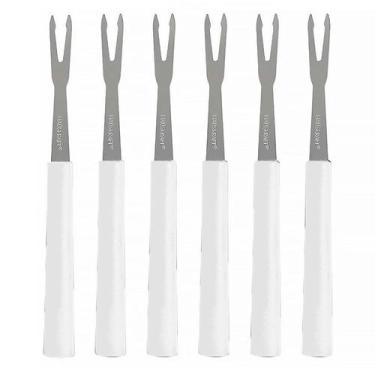 Imagem de Conjunto de Garfos para Petiscos 6 pçs Branco em Inox CJGA-004BR - Hau