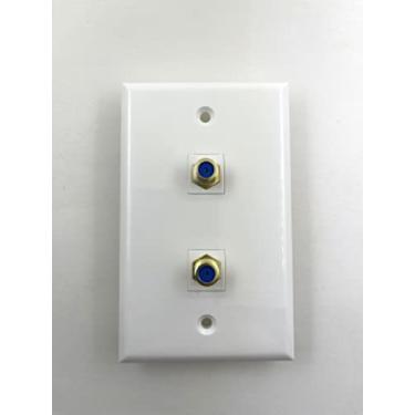 Imagem de Sancable Placa de parede coaxial, Keystone coaxial fêmea para fêmea, cabo de TV, placa de parede, conector F, placa de parede de vídeo (2 portas)