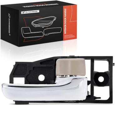 Imagem de A-Premium Maçaneta interna do lado do passageiro dianteiro ou traseiro direito compatível com Toyota Highlander 2001-2007 e Lexus RX300 1999-2003, alavanca cromada e maçaneta bege, substituição #