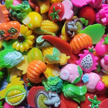 Imagem de Enfeites de resina plana FAYADA 60 peças de pingentes fofos de geleca conjunto misto resina flatback fazendo suprimentos para fazer artesanato DIY e ornamento contas de scrapbook ornamentos de frutas