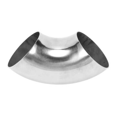 Imagem de Motoforti Tubulação de tubo de escape modificada para carro curva mandril 90 graus espessura diâmetro externo 1,5 mm/16GA 60x152x1,5 mm aço inoxidável 201 prateado