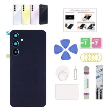 Imagem de GREEN FUSION Compatível com substituição de capa traseira Galaxy A55 5G, A55 5G SM-A556V/B/E, porta traseira com lente de câmera pré-instalada, ferramentas de reparo e instruções, azul marinho