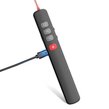 Imagem de Clicker de apresentação sem fio – Controle remoto de apresentador recarregável 2 em 1 USB C/A PowerPoint Clicker com ponteiro de luz vermelha para computador, laptop, Mac