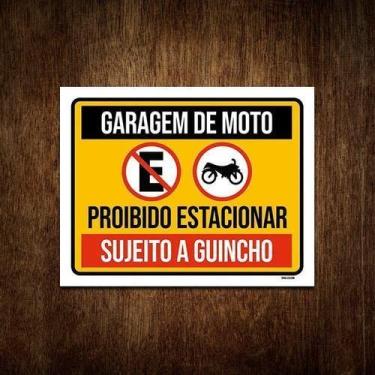 Imagem de Placa De Sinalização Garagem Moto Proibido Estacionar 36X46 - Sinalizo