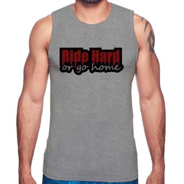 Imagem de Regata Ride Hard or go home - Foca na Moda, Cinza, GG