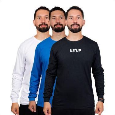 Imagem de Kit 3 Camisa Manga Longa Masculina Frio Inverno Algodão Leve - USUP, P