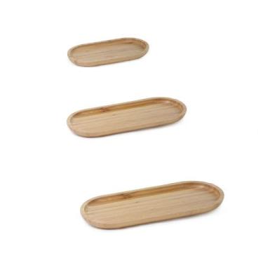 Imagem de Kit de 3 Bandejas Petisqueiras de bambu - MIMO