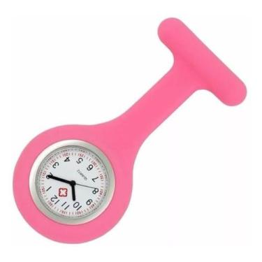 Imagem de Relógio Lapela Silicone Enfermagem - Broche,  Rosa