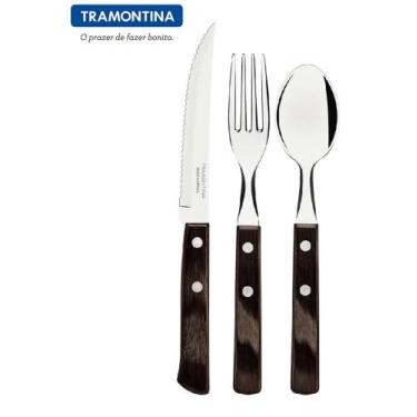Imagem de Talheres Faqueiro 18 Peças Polywood Tramontina Churrasco Aço Inox