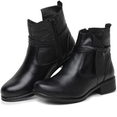 Imagem de Coturno feminino preto sollano bota cano curto botinha de ziper, Preto