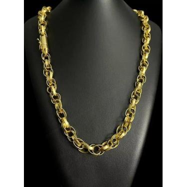 Imagem de Cordão trançado 12mm - banhado a ouro 18k - ToJoia18k, 70cm