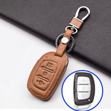 Imagem de Revestimento Couro Capa Chaveiro Chave Presencial Hyundai Creta Elantr