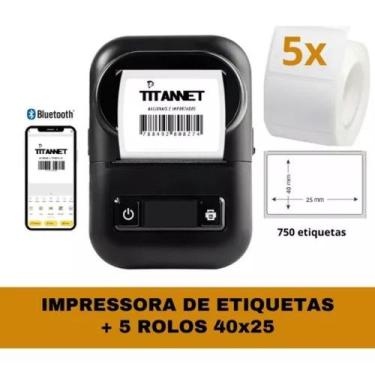 Imagem de Impressora De Etiquetas Bluetooth + 5 Rolos Etiquetas 40x25 - PERSONAL