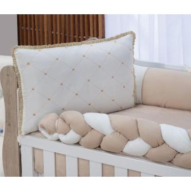 Imagem de Kit enxoval para berço bebê microfibra modelo meia trança gota bege ne