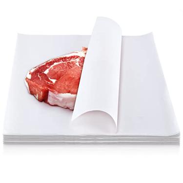 Imagem de Papel de açougueiro branco de sublimação folhas de papel descartáveis de açougueiro folha de carne quadrada papel de açougueiro pré-cortado sem cera papel de açougueiro para prensa térmica, embrulho de carne, projeto de arte (50 peças, 30 x 30 cm)