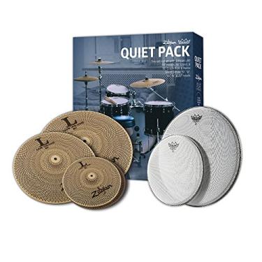 Imagem de Pacote de pratos Zildjian L80 de baixo volume - LV468 com cabeças Remo SilentStroke