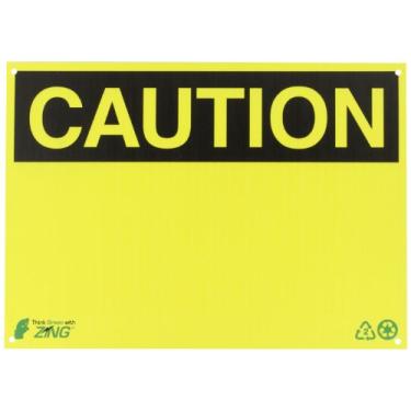 Imagem de ZING 2144 Placa de segurança ecológica, cuidado, em branco, 10 x 14 W, plástico reciclado