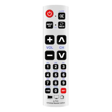 Imagem de Controle remoto de TV universal de substituição adequado para televisores Philips/Samsung/Sony/LG/SANYO/JVC/Sharp/PANASONIC/VIZIO/Zenith/DYNEX/MAGNAVOX/Emerson/Polaroid/Pioneer/Konka/NEC (A-TV2)