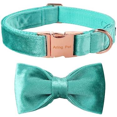 Imagem de ARING PET Coleira para cães Bowtie - Coleiras de veludo com gravata borboleta removível, coleira fofa e confortável para cães.