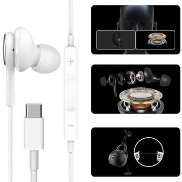 Imagem de Fone de Ouvido com Fio Entrada Tipo C Som Balanceado USB-C Cabo de Tecido Antitramado,Qualidade Premium - BRANCO