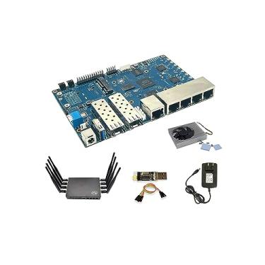 Imagem de WayPonDEV Placa de roteador Banana Pi BPI-R3 Wi-Fi 6 OpenSource Wireless Dual-Band OpenWRT com MediaTek MT7986 (Filogic 830), suporta 5X GbE e 2X 2.5GbE SFP (Antenas Bundle3-BPI R3+)