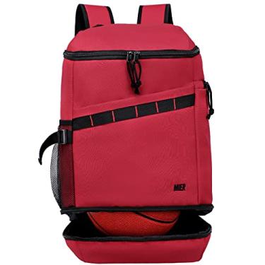 Imagem de MIER Mochila De Basquete Bolsa De Futebol Com Compartimento Para Sapatos/Bola, Grande Bolsa Esportiva Para Equipamento De Mochila Para Homens E Mulheres Atletas, 35L, Vermelho