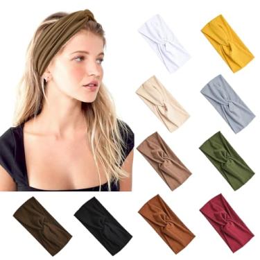 Imagem de Faixas de cabelo femininas para ioga, 10 peças, elásticas, para treino, corrida, esportes, antiderrapante, para meninas