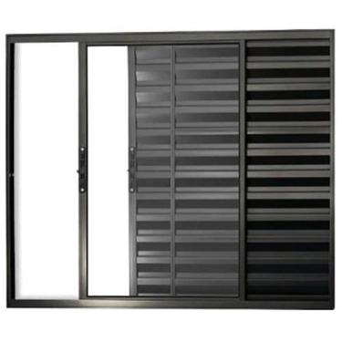 Imagem de Veneziana 3 folhas 1,20 x 1,20 alumínio preto - Alfa Esquadrias, Único