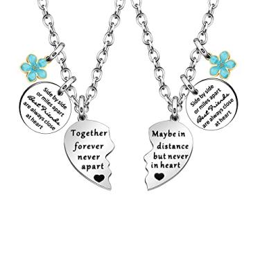 Imagem de Suonie 2 colares Side by Side or Miles Apart Best Friends Are Always Close At Heart para amigas e mulheres, colares modernos da amizade (estilo A), Aço inoxidável, Sem Pedra Preciosa