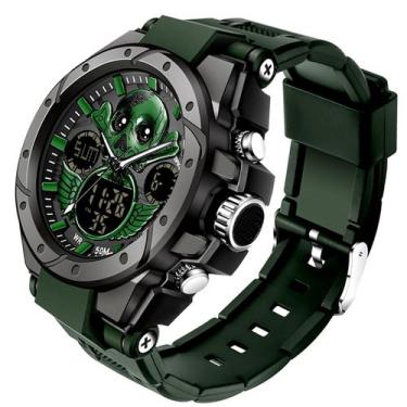 Imagem de Relógio Masculino de Pulso Display Duplo Caveira SANDA Relógio Digital