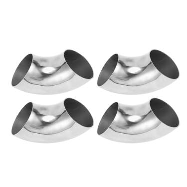 Imagem de Motoforti 4 peças 90 graus mandril curva cotovelo carro modificado tubo de escape tubulação 6.3 cm espessura OD 1,2 mm/18GA 63x152x1,2 mm 304 aço inoxidável tom prata