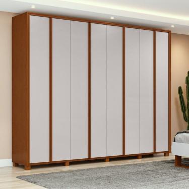 Imagem de Guarda-roupa 8 Portas 6 Gavetas 100% Mdf com Pés Ergon Marrom/Bege